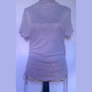 NWT Blashe Women’s Mesh Ruched Top M Light Purple V-Neck Pullover